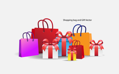 vector equipment gift box and shopping bag
