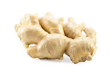 Close up ginger isolated on white background.