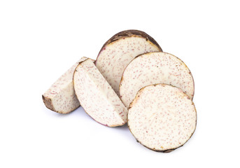 Sweet taro slice isolated on white background.