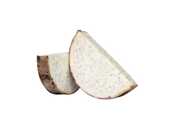 Sweet taro slice isolated on white background.