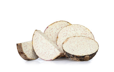Sweet taro slice isolated on white background, clipping path