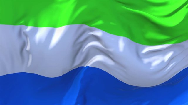 301. Sierra Leone Flag Waving in Wind Slow Motion Animation . 4K Realistic Fabric Texture Flag Smooth Blowing on a windy day Continuous Seamless Loop Background.