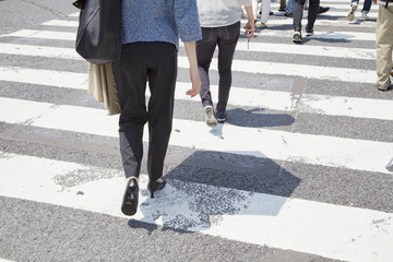 Walking on the pedestrian crossing