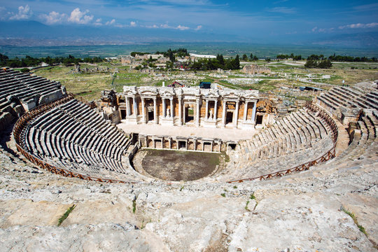 Roman amphitheatre in the Hierapolis, in Pamukkale, Turkey.