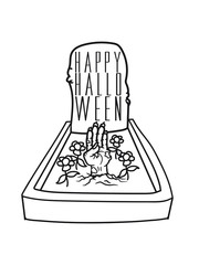 happy zombie erwachen untoter hand horror halloween grab beet blumen friedhof tot grabstein tod gestorben rip rest in peace ruhe in frieden beerdigung leben sterben clipart comic cartoon