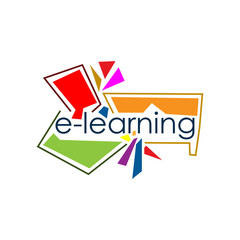 E-learning vector stock. Flat vector illustration on white background.