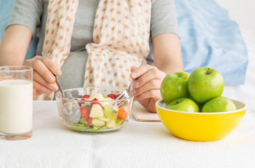 Fototapeta na wymiar Healthy food on table for pregnant women.