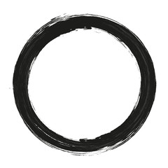 vector brush strokes circles of paint on white background. Ink hand drawn paint brush circle. Logo, label design element vector illustration. Black abstract circle. Frame.