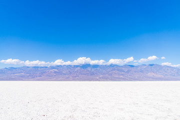 bad water basin  landscape on sunny day ,death valley national park,California,usa.