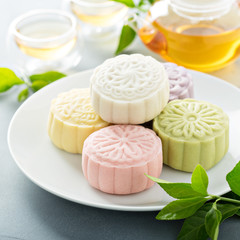 Snow skin sweet and savory traditional Chinese mooncakes