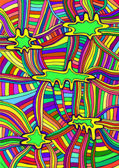 Rainbow colorful abstract pattern, line of ornaments.