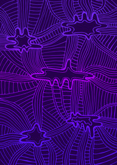 Abstract wave  gradient ornament violet and dark purple color outline background.