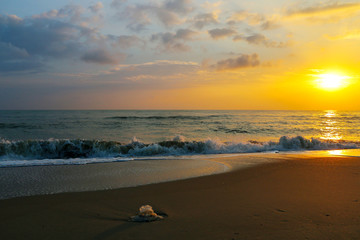 The sea the morning quiet grim atmosphere feeling lonely