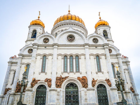 Moscow, Russia - July 25, 2018: Cathedral of Christ the Saviour landmark of Moscow, Russia