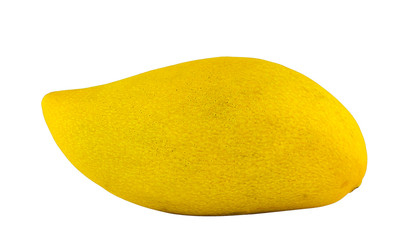 Yellow ripe sweet beautiful mango fruit isolated on white background.