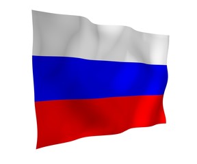 Waving flag of the Russian Federation. The National. State symbol of the Russia. 3D illustration