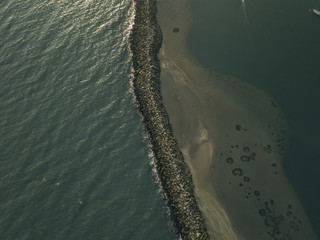 Aerial Drone Top Down Half Moon Bay Jetty Boat Parking California