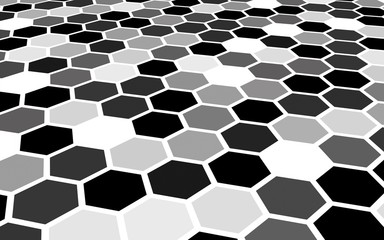 White honeycomb with a gradient color. Perspective view on polygon look like honeycomb. Isometric geometry. 3D illustration