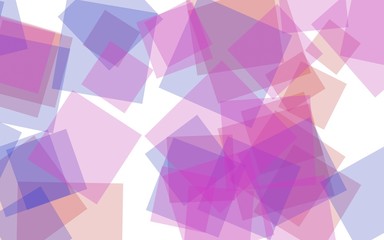 Multicolored translucent squares on white background. Red tones. 3D illustration