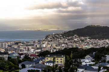 Fototapeta na wymiar Sunset over Wellington, New Zealand
