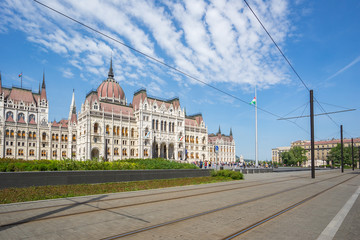 Budapest city with view of Hungarian Parliament Building in Hungary