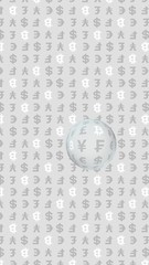 Bitcoin and currency on a gray background. Digital Cryptocurrency symbol. Business concept. Market Display. 3D illustration