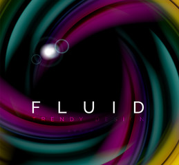 Fluid smooth wave abstract background, flowing glowing color motion concept, trendy abstract layout template for business or technology presentation or web brochure cover, wallpaper