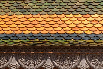Colourful Cambodian temple roof