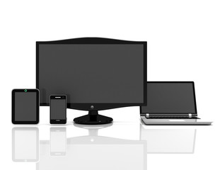 electronics concept. monitor, tablet , laptop