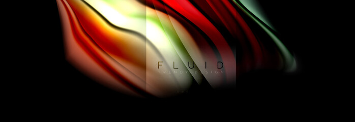 Rainbow fluid abstract shapes, liquid colors design, colorful marble or plastic wavy texture background, multicolored template for business or technology presentation or web brochure cover design