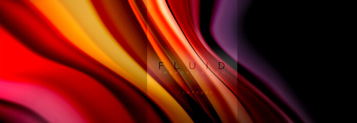 Rainbow fluid abstract shapes, liquid colors design, colorful marble or plastic wavy texture background, multicolored template for business or technology presentation or web brochure cover design