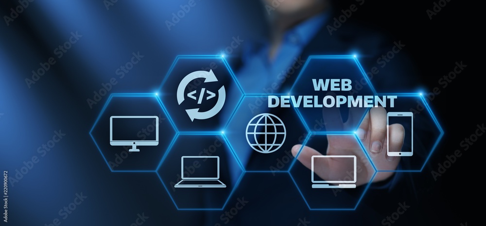 Poster web development coding programming internet technology business concept