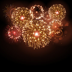 Naklejka premium Vector holiday festival golden firework. Independence day