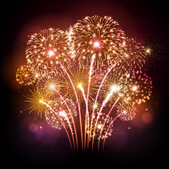 Vector holiday festival golden firework. Independence day