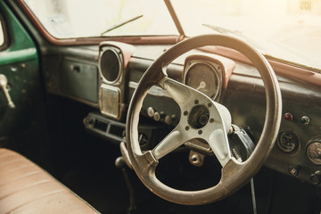 vintage old car interior dashboard