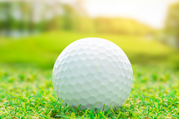 Golf ball on green grass sport outdoor play