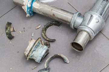 corrosion in piping, broken pipe from water mineral erosion