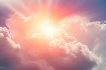 Fototapeta heaven cloud sky sunny bright for future wealth fortune day concept obraz