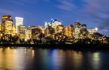 Fototapeta na wymiar Long exposure of the Calgary skyline at night