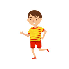Cute boy running, kids activity, daily routine vector Illustration on a white background
