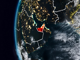 United Arab Emirates from space during night