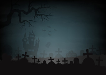 Halloween day and castle graves graveyard space for text vector