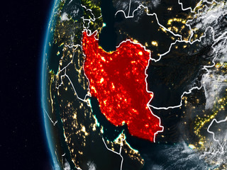 Iran from space during night