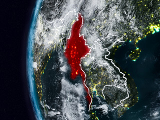 Myanmar from space during night