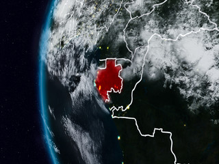 Gabon from space during night