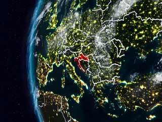 Croatia from space during night