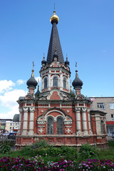 Fototapeta na wymiar The Lower St. Nicholas Church in Smolensk, Russia. Front facade.