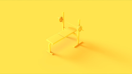 Yellow Flat Weight Bench 3d illustration 3d rendering