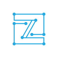 initial letter Z blockchain logo square outline stroke