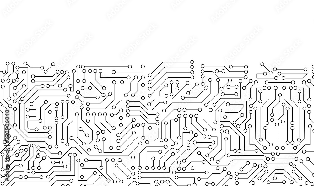 Poster white circuit board pattern texture. high-tech background in digital computer technology concept. 3d